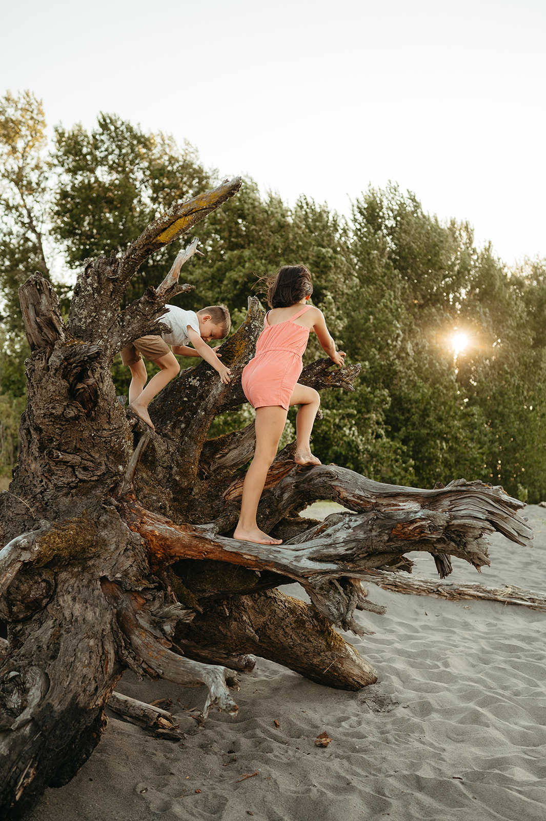 portland family photos summer family playing on the beach